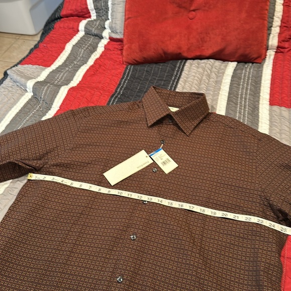 NWT Perry Ellis Men's Brown Patterned Shirt - Picture 6 of 10